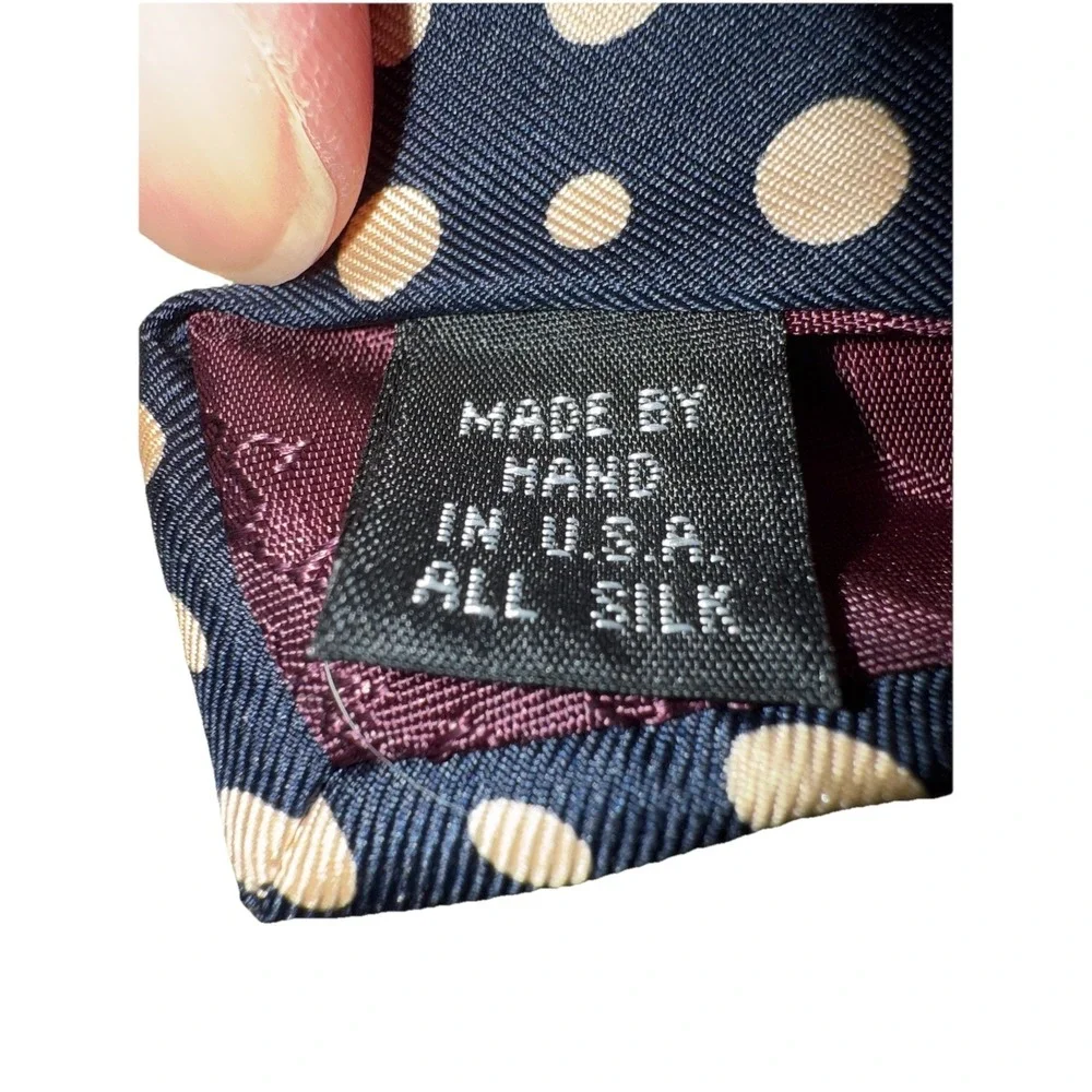 J'S A Bank Executive Collection Tie Necktie Vintage Blue With Polka Dots Vintage
